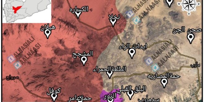جماعة الحوثي تنشر خارطة عسكرية جديدة توضح مستجدات المعارك في مأرب